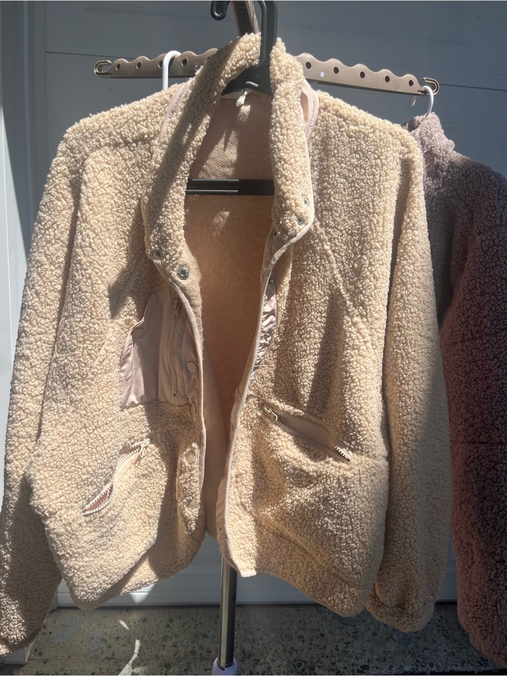 Peach Love California Beige Teddy Sherpa Jacket